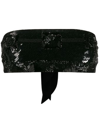 Emilio Pucci Sequin Embellished Crop Top 0HRX050H896 Black | Farfetch