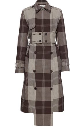 Rokh Belted Gingham Trench Coat Size: 34