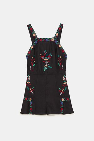 EMBROIDERED OVERALL SHORTS - JUMPSUITS-WOMAN | ZARA United States