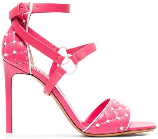 pink Rockstud Spike 105 quilted leather sandals