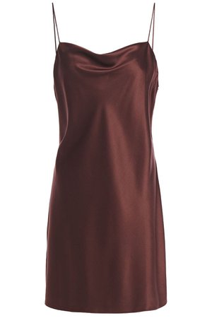 Dark brown The Axel draped stretch-silk satin mini slip dress | Sale up to 70% off | THE OUTNET | CAMI NYC | THE OUTNET