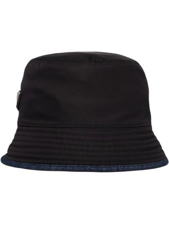 Prada reversible bucket hat black & blue 1HC1372DGE - Farfetch