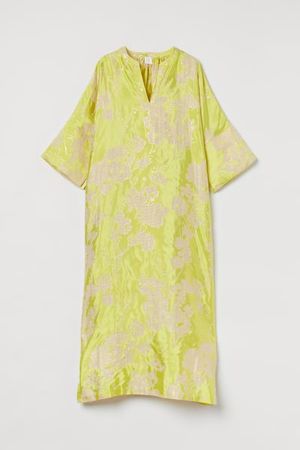 Jacquard-patterned Kaftan - Neon yellow - Ladies | H&M US
