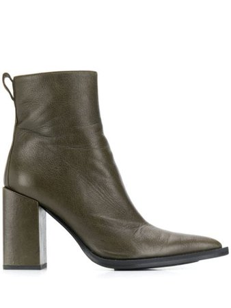 Ami Paris Chunky Heel Ankle Boots E20FS500856 Green | Farfetch