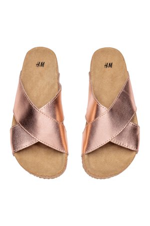 Sandálias em pele - Rosa dourado - | H&M PT