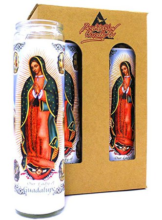 Amazon.com: 4-Pack Our Lady of Guadalupe | 8" Tall Unscented Religious Prayer Candles | Devotional | Virgen de Guadalupe Novena Vigil Candle in Glass Jar White Wax | Buen Regalo Best Gift Idea: Home & Kitchen