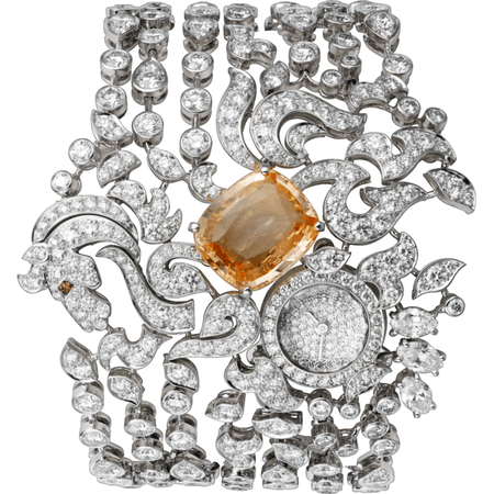 Cartier, orange sapphire and diamond watch