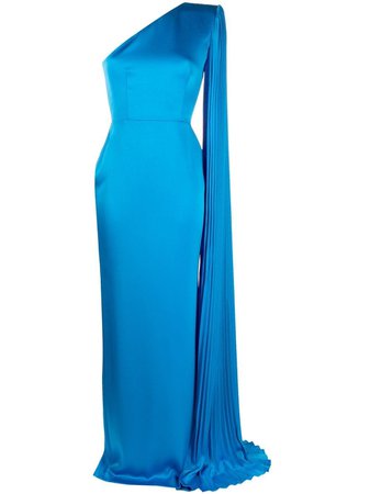 Alex Perry long satin one-shoulder gown