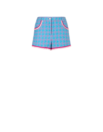 Moschino Cotton and Nylon Houndstooth Shorts - Light Blue