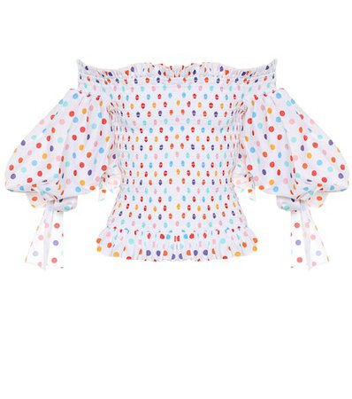 Coco polka-dot stretch-cotton blouse