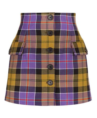 purple and yellow plaid mini skirt