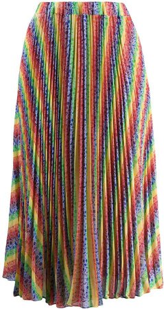Rainbow pleated midi skirt