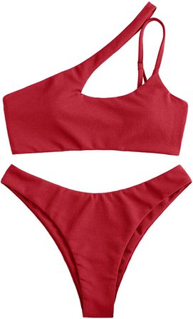 Amazon.com: ZAFUL Women's Sexy Cutout One Shoulder Bikini Underwire Padded Bathing Suit Cheeky Thong Brazilian Swimsuit : Clothing, Shoes & Jewelry