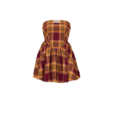Devil Inspired | Campus Spice Girl Yellow and Red Plaid Pattern Strapless Dress (Dei5 edit)