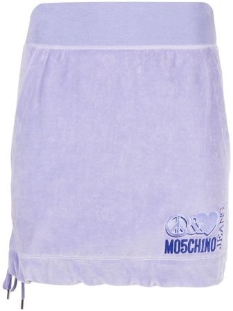 Moschino logo-print Velour Skirt - Farfetch