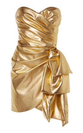 Strapless Ruched Metallic Leather Dress by Dundas | Moda Operandi