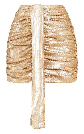 Gold Sequin Drape Skirt | Skirts | PrettyLittleThing USA