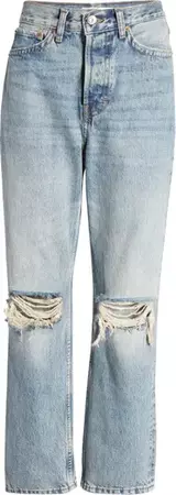 Topshop Ripped Straight Leg Dad Jeans | Nordstrom