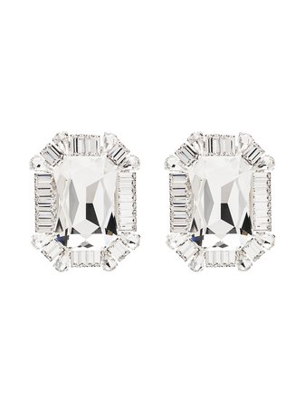 Alessandra Rich, square crystal clip earrings