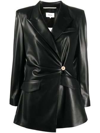 Shop black Nanushka Blair vegan leather fitted blazer with Express Delivery - Farfetch
