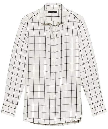 Parker Tunic-Fit Windowpane Plaid Shirt