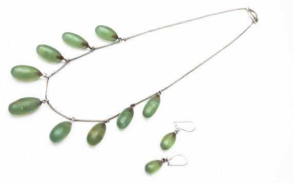 olive green jade necklace and earring sets - Google Search