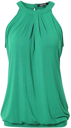 Yesfashion Women Sleeveless Halter Twisted Pleated Tank Top Blouse at Amazon Women’s Clothing store