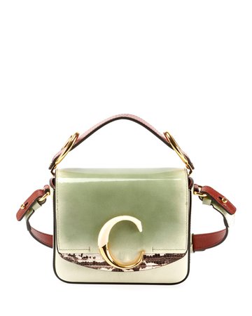 Chloe C Mini Glossy Top-Handle Bag | Neiman Marcus