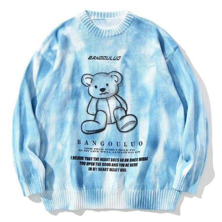 Aelfric Eden Vintage Tie-dye Hand-painted Bear Knitted Sweater – Aelfric eden
