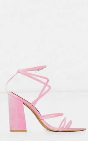 pretty little things pink faux suede strappy point toe