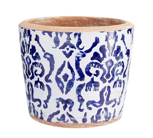Patterned Ceramic Cachepot, Reversed Navy/White, Large | Pottery Barn