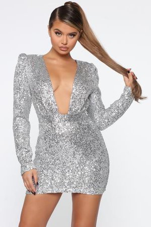 More Time To Shine Mini Dress - Silver/Multi - Dresses - Fashion Nova