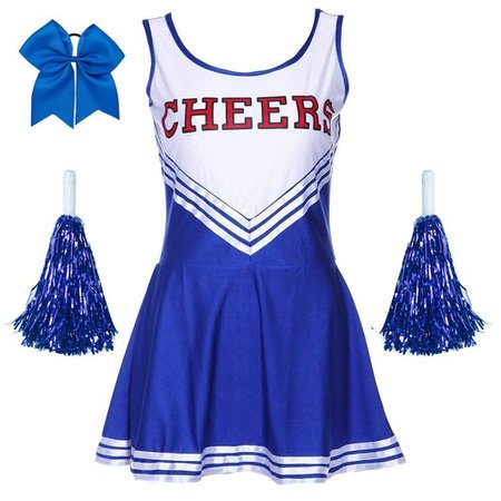 Ladies Sexy Varsity High School Cheer Girl Cheerleading Uniform Halloween Fancy Dress Costume [1540909467-128477] - $14.03