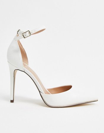 Call It Spring by ALDO Iconis heeled pumps with ankle strap in white | ASOS
