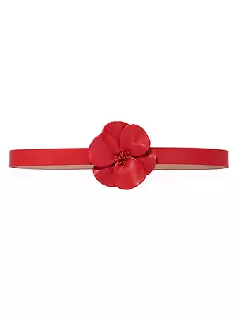 Shop Carolina Herrera Beaded Flower-Embellished Buckle Belt | Saks Fifth Avenue