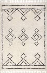 off white moroccan diamond drop tassel area rug - Google Search