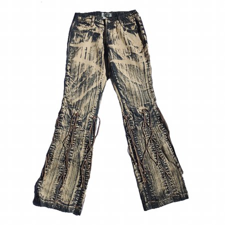 grunge bleach dyed flare jeans