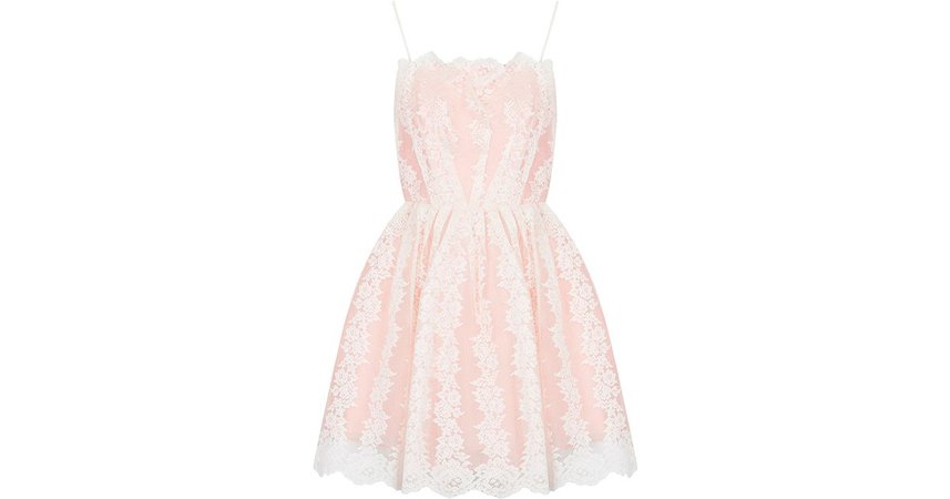 Pastel Pink Mini-dress (sheer white lace)