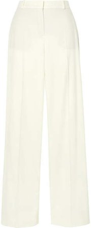 Cashmere-blend Wide-leg Pants - Cream
