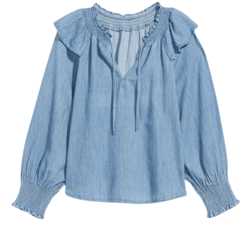 blue denim blouse