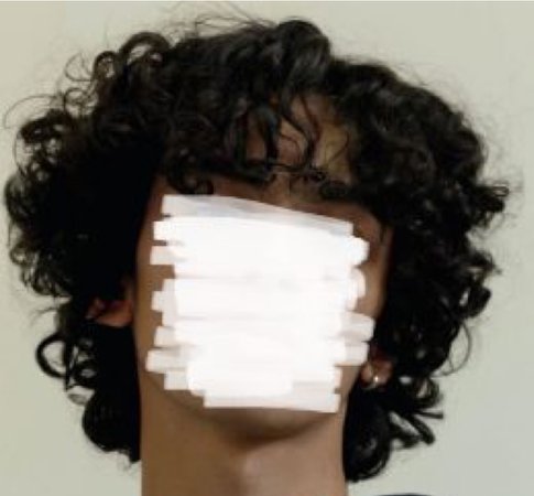 black, curly hair