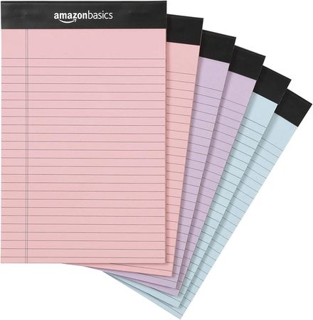 Amazon Basics Narrow Ruled 5 x 8-Inch Lined Writing Note Pads - 6-Pack (50-sheet Pads), Pink, Orchid & Blue Assorted Colors : Amazon.ca: Everything Else