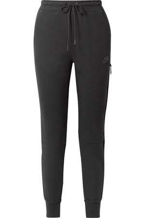 Black Tech Fleece cotton-blend track pants | Nike | NET-A-PORTER