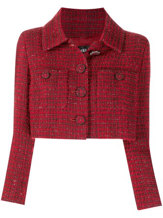 Chanel Pre-Owned cropped bouclé wool jacket - FARFETCH