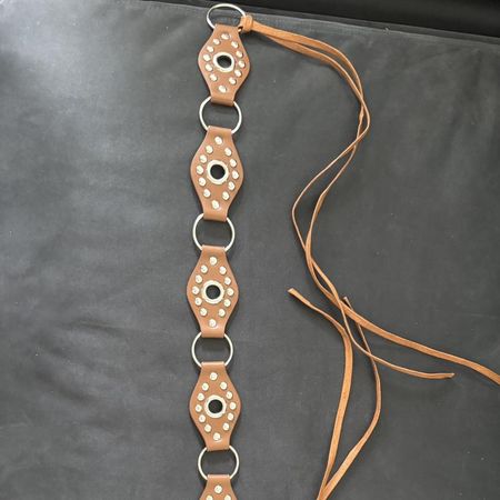 Brown fringe tie belt - brown with silver details -... - Depop