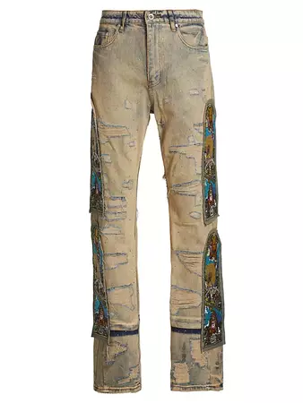 Shop Who Decides War Unfurled Embroidered Jeans | Saks Fifth Avenue