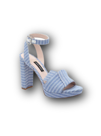blue white stripes Nine West striped sandals heels