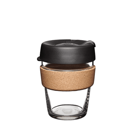 Black Brew Cork | Glass Reusable Coffee Cup With Cork Band | KeepCup