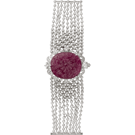 Cartier, carved ruby and diamond secret watch