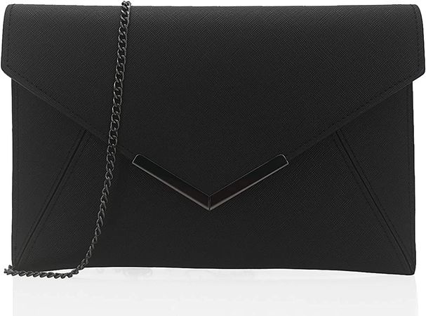 Dexmay Women Envelope Clutch Handbag Medium Saffiano Leather Foldover Clutch Purse Black: Handbags: Amazon.com
